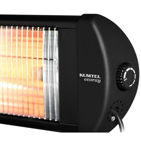Radiator electric cu infrarosu, Termostat, Corp metalic, Protectie 20 IP, Negru  KUMTEL EX25, 2500W
