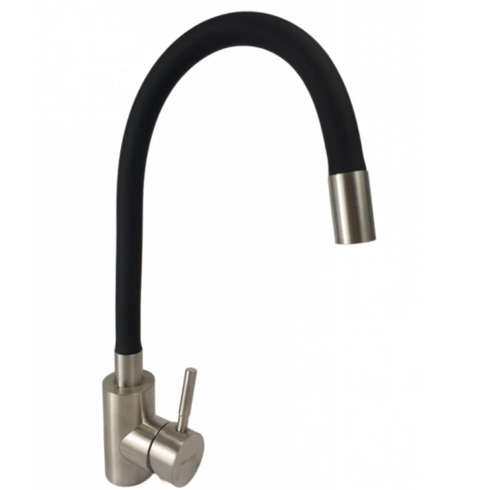 Baterie bucatarie MIXXUS SUS-011 REFL BLACK din otel inoxidabil, Monocomanda, Racorduri incluse