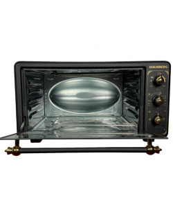 Cuptor electric Rustic HAUSBERG HB-8001RST, 1400W, 48l, Timer mecanic, Termostat reglabil, 4 nivele de inaltime a tavii, usa din sticla rezistenta la temperature ridicate, panou mecanic, Negru-Auriu