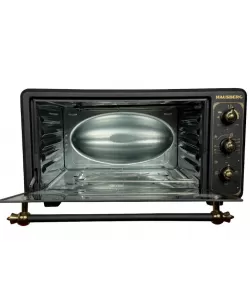 Cuptor electric Rustic HAUSBERG HB-8001RST, 1400W, 48l, Timer mecanic, Termostat reglabil, 4 nivele de inaltime a tavii, usa din sticla rezistenta la temperature ridicate, panou mecanic, Negru-Auriu Cuptor electric Rustic HAUSBERG HB-8001RST, 1400W, 48l, Timer mecanic, Termostat reglabil, 4 nivele de inaltime a tavii, usa din sticla rezistenta la temperature ridicate, panou mecanic, Negru-Auriu