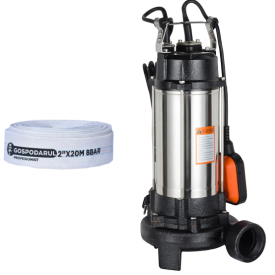Pompa apa murdara cu tocator  WQW-1500D-F PRO, 1100W, 19800 l/h + furtun 20m  Blade