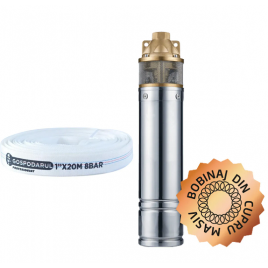 Pompa submersibila apa curata 4SKM-150 Pro - 1100W, 3300 l/h + furtun 20m  BLADE