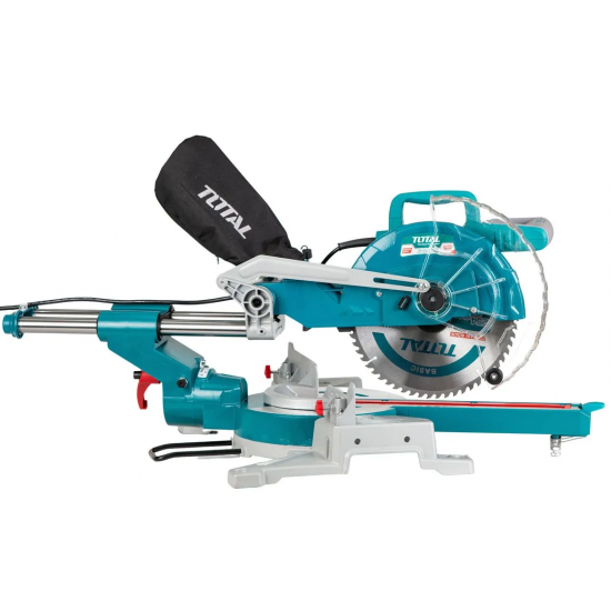 TOTAL-Fierastrau circular stationar cu sina de glisare, 1800W, 5300rpm, 255x25.4mm