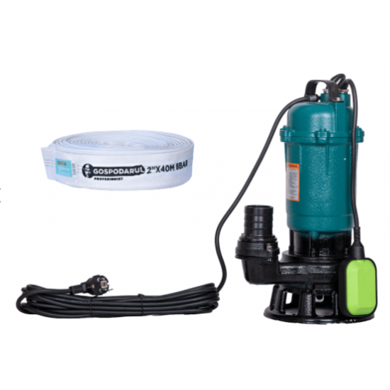 Pompa apa murdara cu tocator Gospodarul Profesionist, 2900W + furtun pompieri 2" 40m