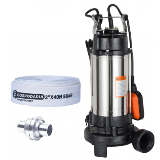Pompa apa murdara cu tocator  WQW-1500D-F PRO, 1100W, 19800 l/h + furtun 40m + cuple  Blade