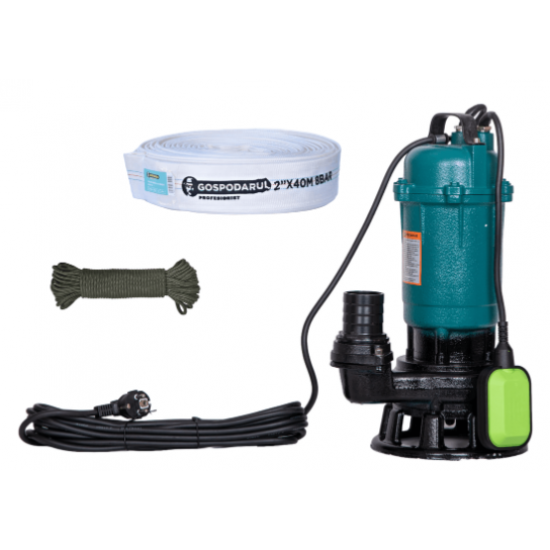 Pompa apa murdara cu tocator 2900W + furtun pompieri 40m 2", cordelina 6mm x 20m  Gospodarul Profesionist