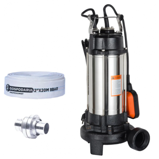Pompa apa murdara cu tocator WQW-1500D-F PRO, 1100W, 19800 l/h + furtun 20m + cuple   Blade