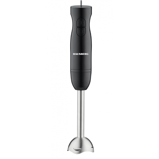 Blender de mana HAUSBERG HB-7674NG, 300W, 2 viteze, material ABS, lame din otel inoxidabil, Negru