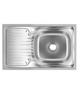 Chiuveta bucatarie Sanitec S416D, pentru masca, finisaj satinat, cuva dreapta, 80x50cm, Inox