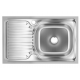 Chiuveta bucatarie Sanitec S416D, pentru masca, finisaj satinat, cuva dreapta, 80x50cm, Inox
