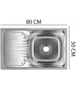 Chiuveta bucatarie Sanitec S416D, pentru masca, finisaj satinat, cuva dreapta, 80x50cm, Inox