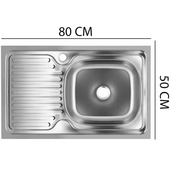 Chiuveta bucatarie Sanitec S416D, pentru masca, finisaj satinat, cuva dreapta, 80x50cm, Inox Chiuveta bucatarie Sanitec S416D, pentru masca, finisaj satinat, cuva dreapta, 80x50cm, Inox