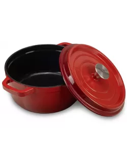 Oala din fonta emailata cu capac HAUSBERG HB-H742, capacitate 3L, diametru 22 cm, adancime 10 cm, interior antiaderent, Rosu Oala din fonta emailata cu capac HAUSBERG HB-H742, capacitate 3L, diametru 22 cm, adancime 10 cm, interior antiaderent, Rosu