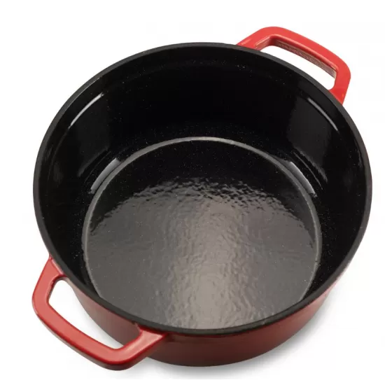Oala din fonta emailata cu capac HAUSBERG HB-H742, capacitate 3L, diametru 22 cm, adancime 10 cm, interior antiaderent, Rosu Oala din fonta emailata cu capac HAUSBERG HB-H742, capacitate 3L, diametru 22 cm, adancime 10 cm, interior antiaderent, Rosu