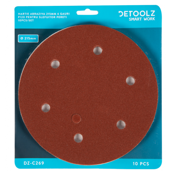 Set 10 hartie abraziva P120 6gauri 215mm