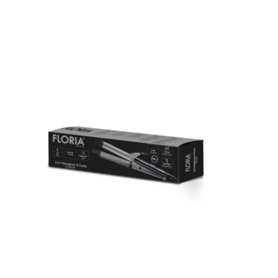 Placa 2 in 1 Floria ZLN9426 pentru indreptat si ondulat parul, temperatura maxima de 200 grade, 43W, Negru Placa 2 in 1 Floria ZLN9426 pentru indreptat si ondulat parul, temperatura maxima de 200 grade, 43W, Negru