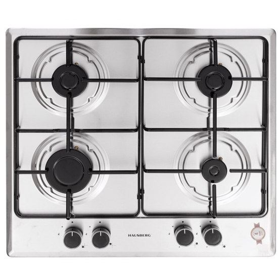 Plita incorporabila Hausberg HB 555, Gaz, 4 arzatoare, Sistem siguranta, Inox