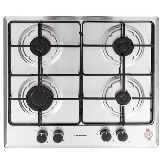 Plita incorporabila Hausberg HB 555, Gaz, 4 arzatoare, Sistem siguranta, Inox Plita incorporabila Hausberg HB 555, Gaz, 4 arzatoare, Sistem siguranta, Inox