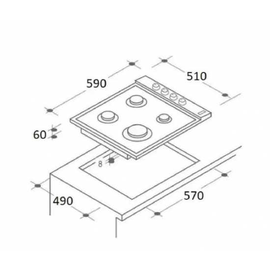 Plita incorporabila Hausberg HB 555, Gaz, 4 arzatoare, Sistem siguranta, Inox