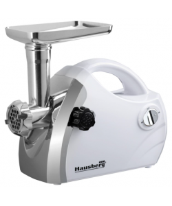 Masina de tocat carne Hausberg HB-3430AB, Inox , 1800 W, motor cupru - Alb