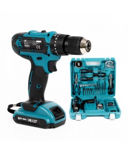 Masina de gaurit si insurubat cu percutie Vermark Strake, 2 acumulatori , 24V 5Ah, 30 accesorii