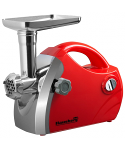 Masina de tocat carne Hausberg HB-3430RS, Inox , 1800 W, motor cupru - Rosu