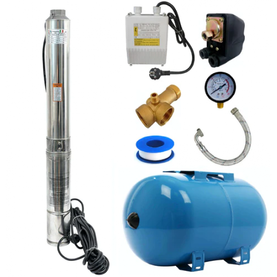 Kit Hidrofor Zinith Italy 24L cu Pompa submersibila 4STM807, 1.65KW, 80m, 266 l/min, 1.25 toli (32mm) , Sistem premium complet