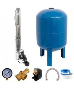 KIT Hidrofor Zinith Italiy  80L cu Pompa submersibila 4STM211, 1.3KW, 116 l/min, inaltime refulare 128m, Sistem complet
