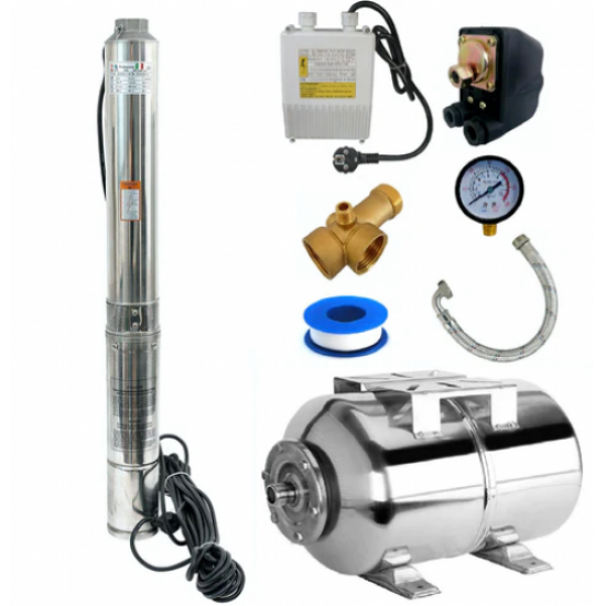 KIT Hidrofor Zinith Italiy  50L cu Pompa submersibila  4STM807, 1.65KW, 266 l/min, inaltime refulare 80m, Sistem complet