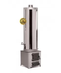 Ansamblu boiler cazan inox 90L, cu focar uși din fontă  Ansamblu boiler cazan inox 90L, cu focar uși din fontă