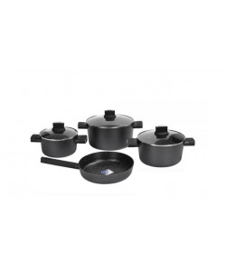 Set de oale Zilan ZLN0942 Negru, cu 9 piese, invelis din marmura si manere fine la atingere