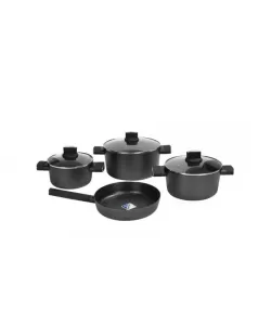 Set de oale Zilan ZLN0942 Negru, cu 9 piese, invelis din marmura si manere fine la atingere Set de oale Zilan ZLN0942 Negru, cu 9 piese, invelis din marmura si manere fine la atingere