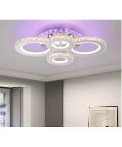 Lustra LED Cristal RGB cu Telecomanda Kianna 72W Dimabila Argintiu Lustra LED Cristal RGB cu Telecomanda Kianna 72W Dimabila Argintiu
