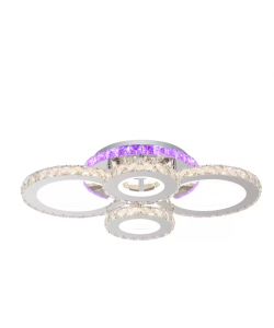 Lustra LED Cristal RGB cu Telecomanda Kianna 72W Dimabila Argintiu