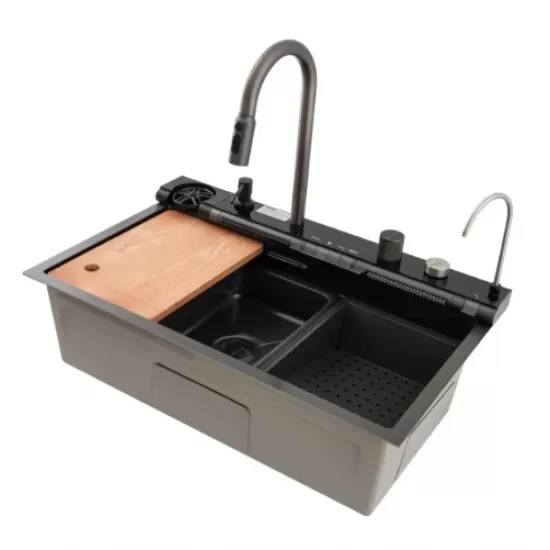 Chiuveta multifunctionala MH7546-SET-07 din inox nano black MIXXUS seria Decor