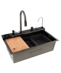 Chiuveta multifunctionala  MH7546-SET-07  din inox nano black MIXXUS seria Decor
