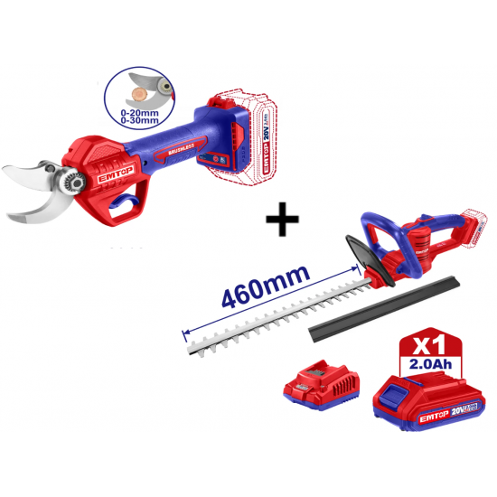 Pachet  Foarfeca electrica pentru vie + Trimmer gard viu + 1 acumulator cu incarcator