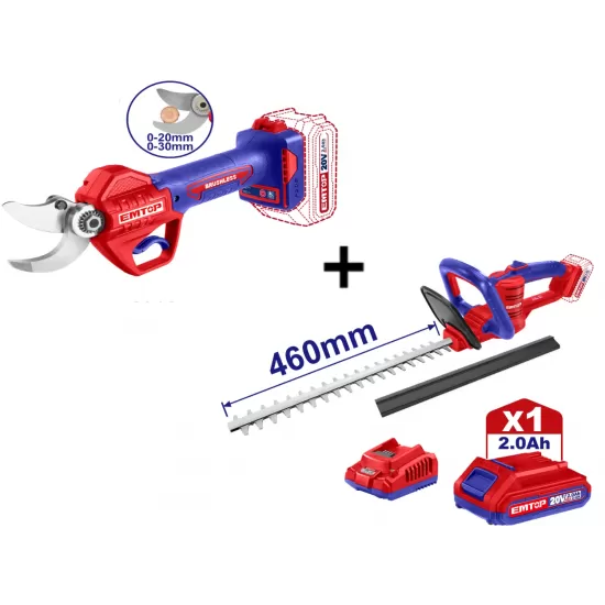 Pachet Foarfeca electrica pentru vie + Trimmer gard viu + 1 acumulator cu incarcator