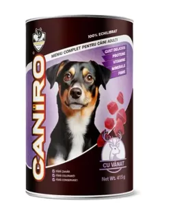 Hrana umeda pentru caini, carne de vanat, 415 gr Caniro  Hrana umeda pentru caini, carne de vanat, 415 gr Caniro