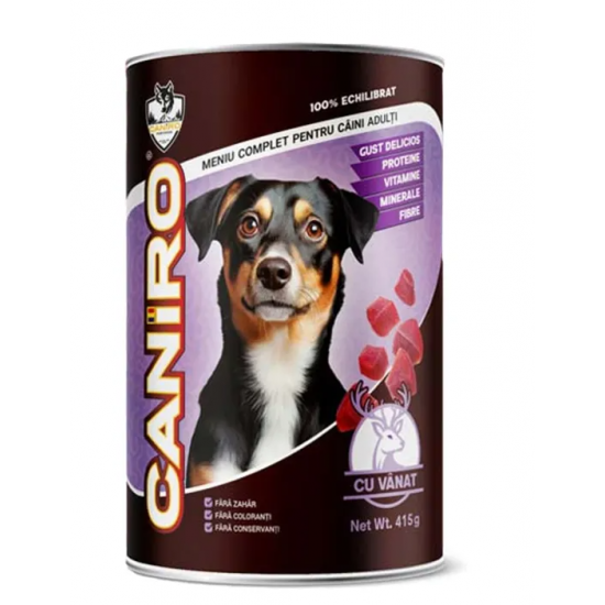 Hrana umeda pentru caini, carne de vanat, 415 gr  Caniro