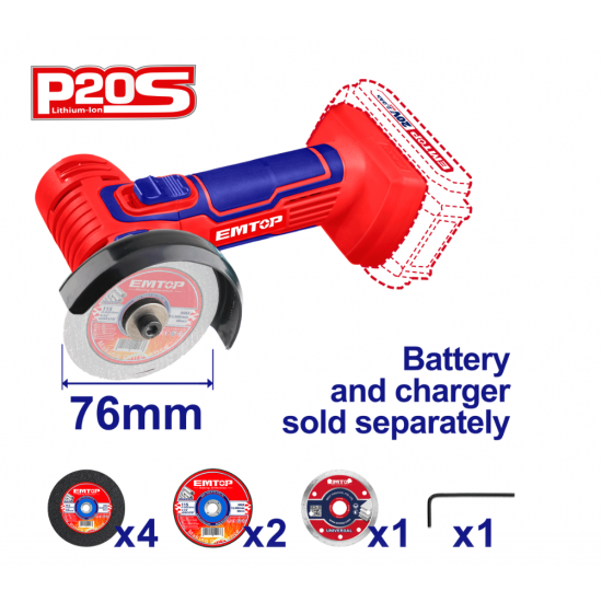 Pachet  Mini polizor unghiular, 76mm, 7 discuri incluse + Masina de gaurit si insurubat + 2 acumulatori 2.0AH