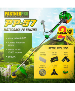 Motocoasa pe benzina PARTNERPRO PP-57,2T,  6 CP, 10000 rpm 