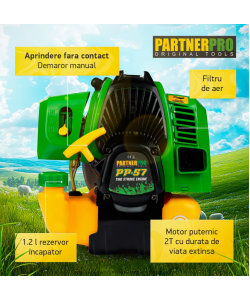 Motocoasa pe benzina PARTNERPRO PP-57,2T,  6 CP, 10000 rpm 