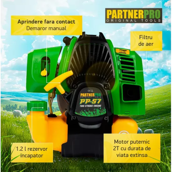 Motocoasa pe benzina PARTNERPRO PP-57,2T, 6 CP, 10000 rpm