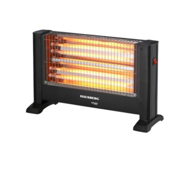 Radiator electric quartz Hausberg HB-8801NG, 1600W, 4 tuburi, 4 trepte putere, siguranta rasturnare