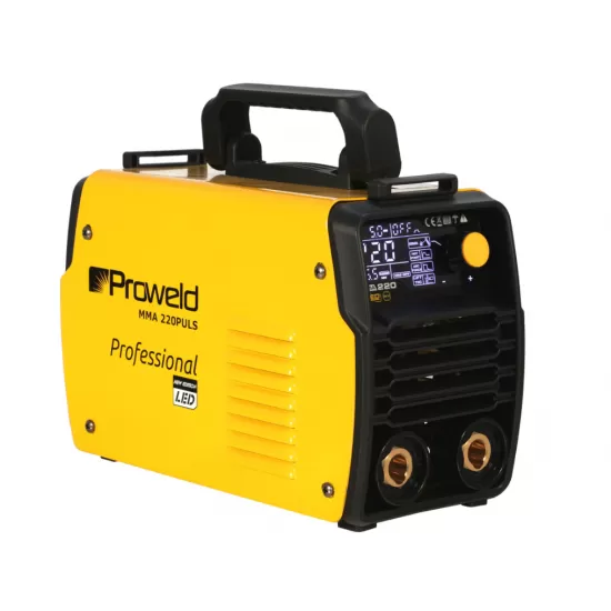 ProWELD MMA 220 Puls Invertor digital sudură 220A, Pulse MMA, TIG Lift, Arc Force, VRD, Electrozi Ø 1.6–5.0mm, Oțel, Inox, Fontă