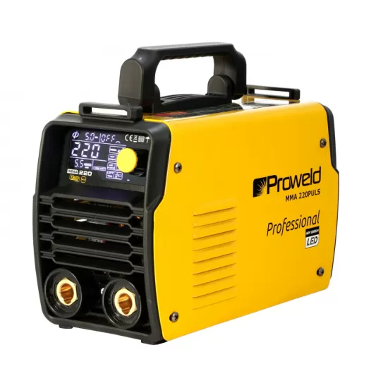 ProWELD MMA 220 Puls Invertor digital sudură 220A, Pulse MMA, TIG Lift, Arc Force, VRD, Electrozi Ø 1.6–5.0mm, Oțel, Inox, Fontă