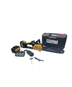 Mini drujba Campion cu 2 acumulatori 48V și lama de 12 inchi, culoare galbena