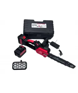 Mini drujba Campion cu 2 acumulatori 48V și lama de 12 inchi,culoare rosie