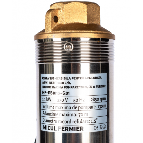 Pompa submersibila pentru apa curata  1.1KW, debit 5400l/h, inaltime maxima pompare 130m, 16 turbine  Micul Fermier